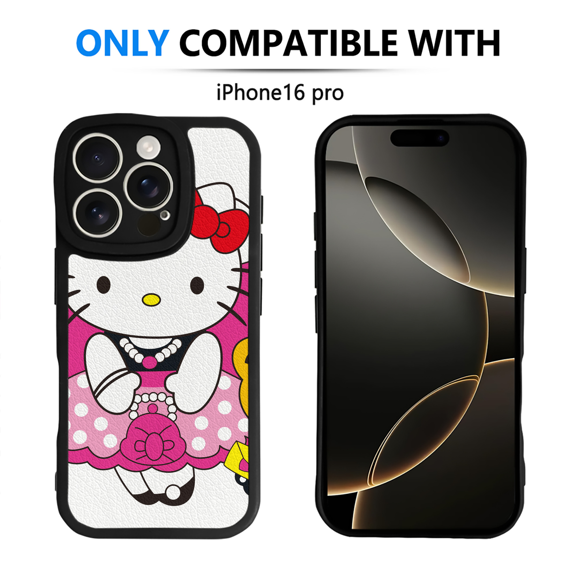 （画像用） Hello Kitty ハローキティ 【iPhone 16シリーズ対応】シリコンスマホケース（レザー調） 材質：シリコン